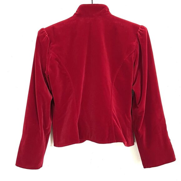 Vintage Saint Laurent Rive Gauche Women’s Velvet Tylorean Jacket Size 40 Red - Picture 2 of 8